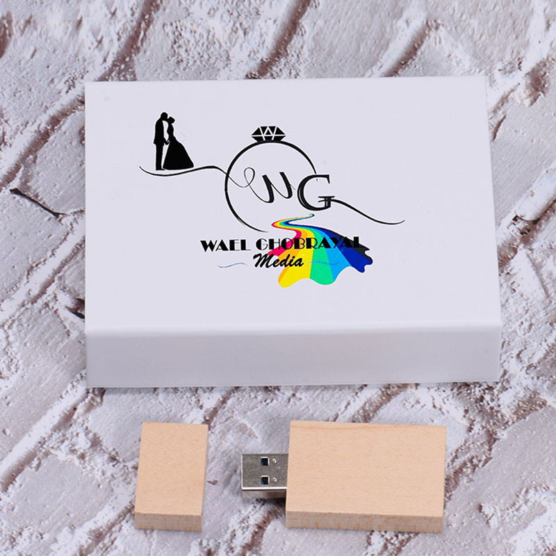 Promo Gift  Box Usb Flash Drives Pendrive wooden Pen Drive 4Gb 8Gb 16G 32Gb 64GB cle Usb 2.0 Memory Stick