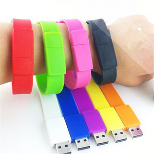 Custom Silicone Wrist Bracelet Pen Drive 4gb 64gb Cle Usb2.0 3.0  Flash Drive Memory Stick U Disk Pendrives