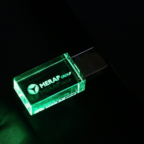 Custom wedding Gift Glass Usb Stick Pendrive Usb 2.0 4gb 8gb 16gb 32gb 64gb Crystal Usb Flash Drive With Led Light