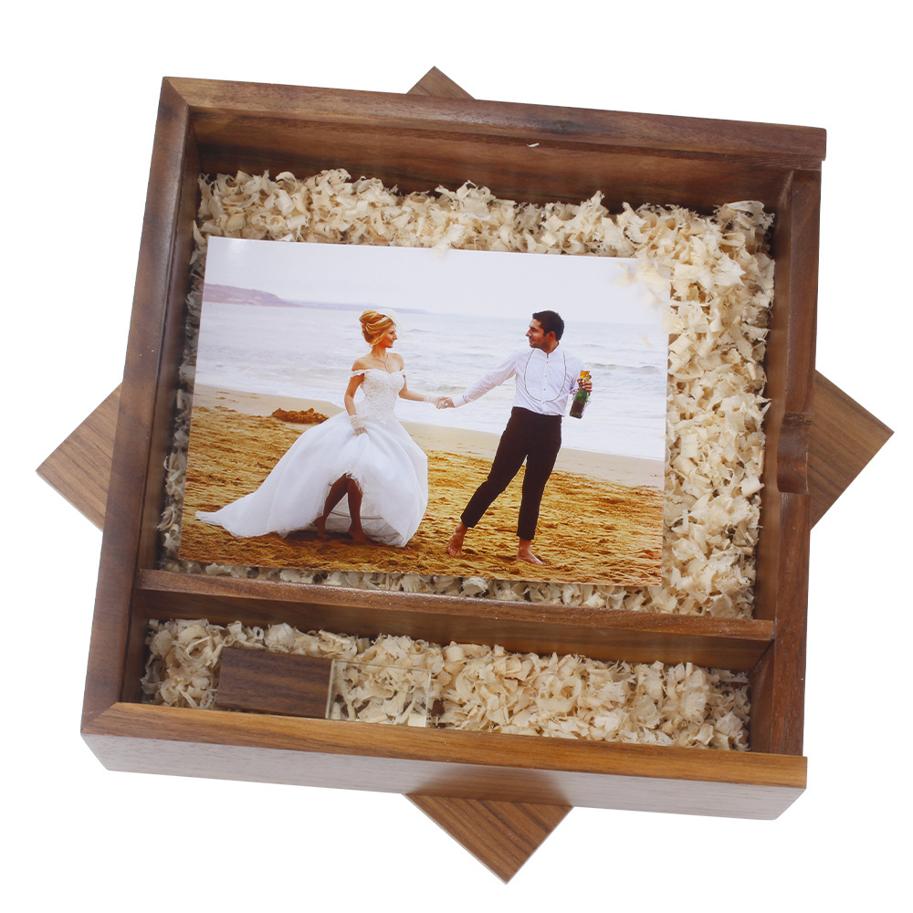 wooden photo usb 2.0 3.0 box flash drive 32 gb wood gadgets  Memory sticks 16GB 32GB Pendrive for wedding gift