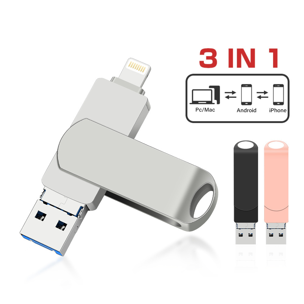 USB Flash Drives Compatible For Phone/iOS 3 in 1 3.0 Thumb Drive External USB Memory Storage OTG USB Flash Drive