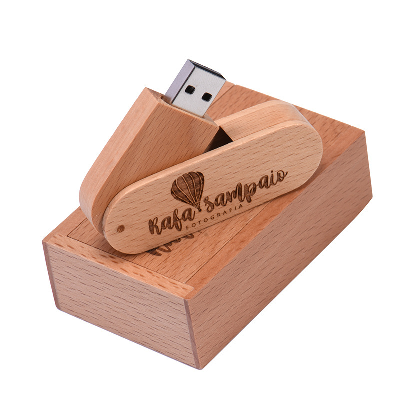 free samples Wooden Memoria Usb Memory Stick with gift box for wedding Swivel thumb usb flash drive