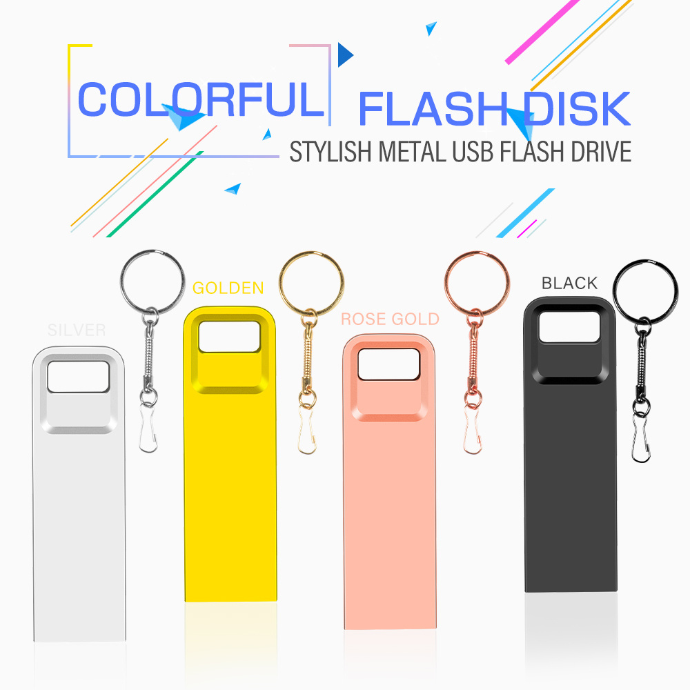 corporate gifts Metal 2.0 USB Flash Drive 64 gb 32gb thumbdrive with Keychain Waterproof Jump Drive memorias usb stick