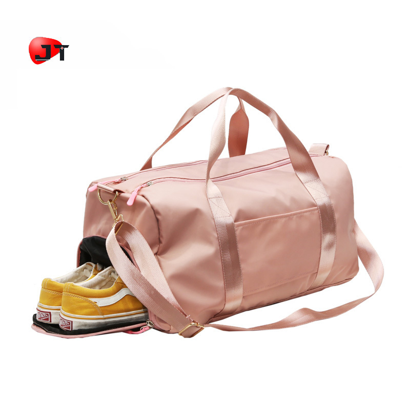 New Trendy Nylon Matereial Lady GYM Fitness Sport Duffel Travel Bag With PVC Shoe Pocket Bag Case