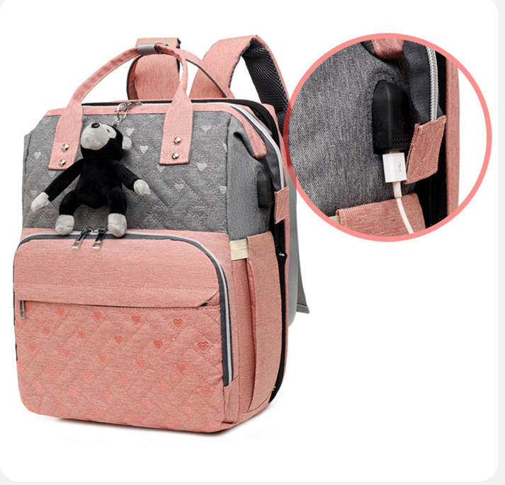 newest multipurpose large capacity high quality multifunctional baby folding bed bags organic doll diaper bag with crib