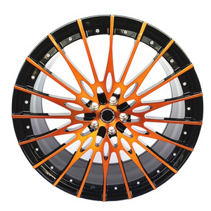 Beautiful designs for 22x9 wheels black and brushed orange wheels 5x112 forged passenger car rims