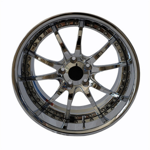 18*8 18*10 2 piece structure type Chrome surface CUSTOMIZED forged alloy passenger car wheel and rim 5 spoke steel cheap wheel