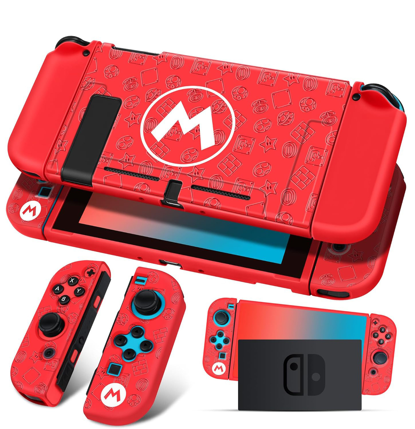 oem custom design plastic screen full protection slim dockable hard shell game case cover with stand for nintendo switch joy con