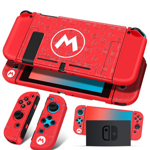 oem custom design plastic screen full protection slim dockable hard shell game case cover with stand for nintendo switch joy con