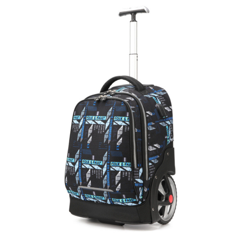 Hot Selling School Bag With Big Wheels And Reflective Strap Fashionable Boys Trolley Backpack