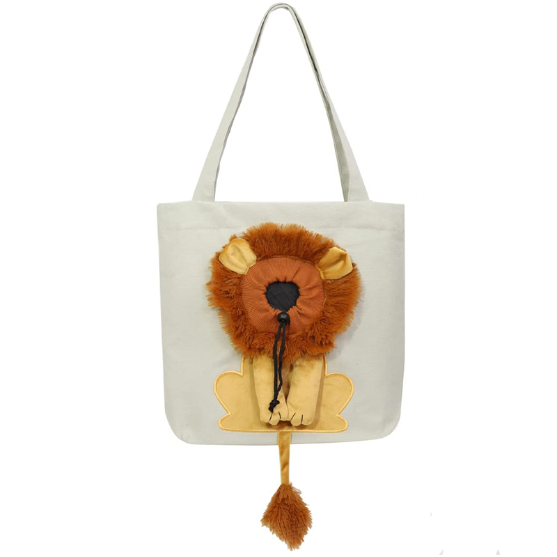 Lightweight Lion-shaped Soft Sided Cats Holder Organizer Outdoor Pet Canvas Shoulder Carrying Bag