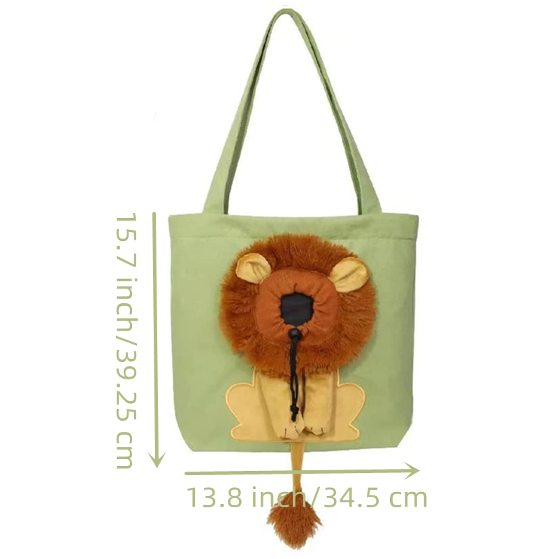 Lightweight Lion-shaped Soft Sided Cats Holder Organizer Outdoor Pet Canvas Shoulder Carrying Bag