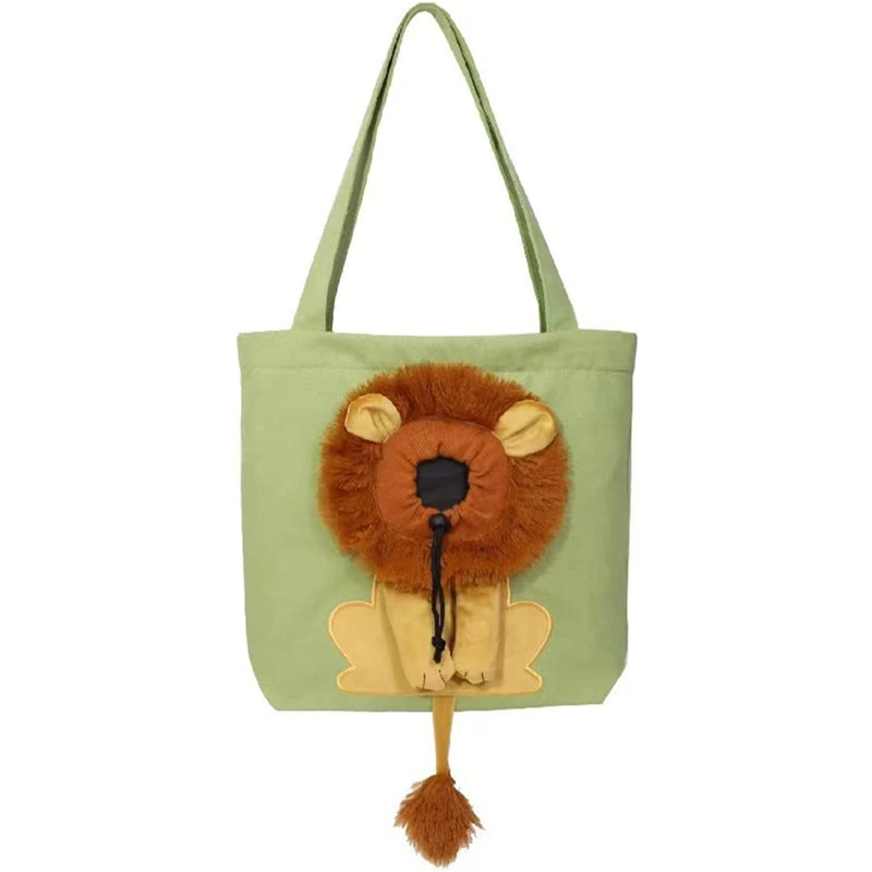 Lightweight Lion-shaped Soft Sided Cats Holder Organizer Outdoor Pet Canvas Shoulder Carrying Bag