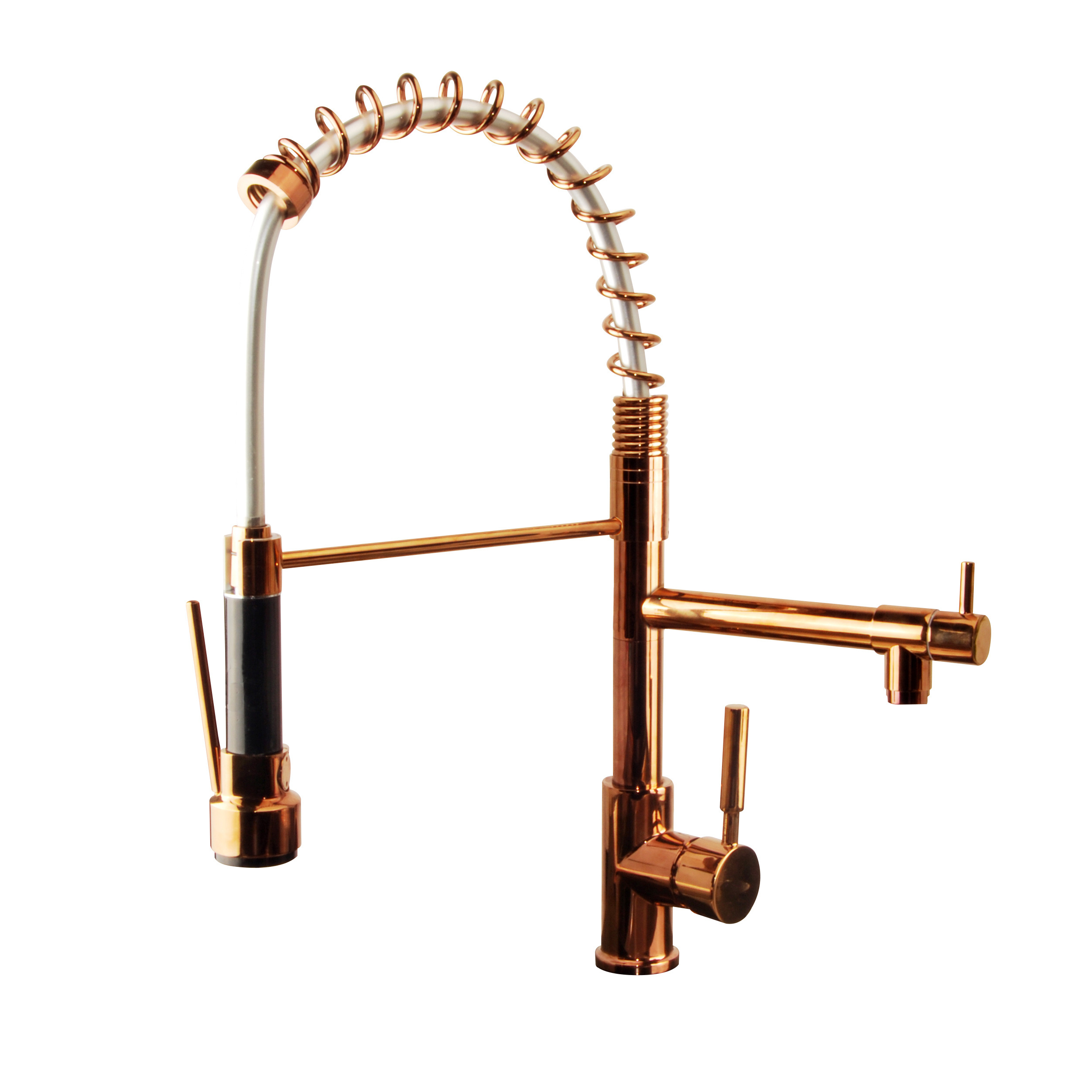 High Quality Single Handle Spring Pull Down Rose Gold Kitchen Faucet 3 way brass sink mixer tap basin faucet rose gold