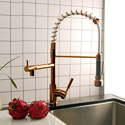 High Quality Single Handle Spring Pull Down Rose Gold Kitchen Faucet 3 way brass sink mixer tap basin faucet rose gold