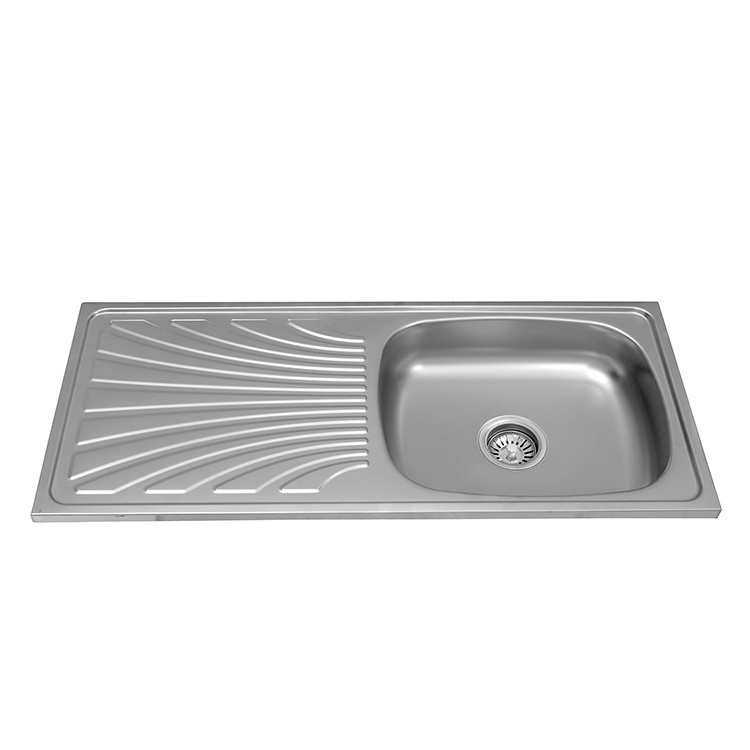 commercial kitchen sinks single bowl 304 stainless steel with drain board