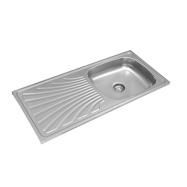 commercial kitchen sinks single bowl 304 stainless steel with drain board