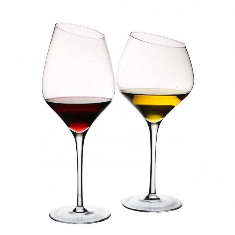 Luxury Designed Creative Novelty Heart Shape Slanted Wine Glasses