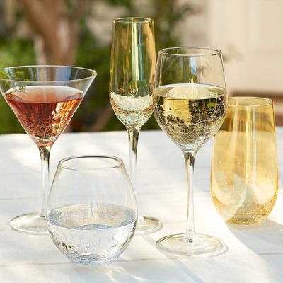 Hand Blown High Quality Crystal Glass Crackle Cracked Freeze Wine Glass