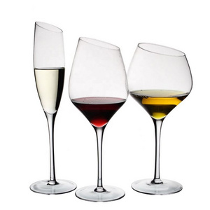 Luxury Designed Creative Novelty Heart Shape Slanted Wine Glasses