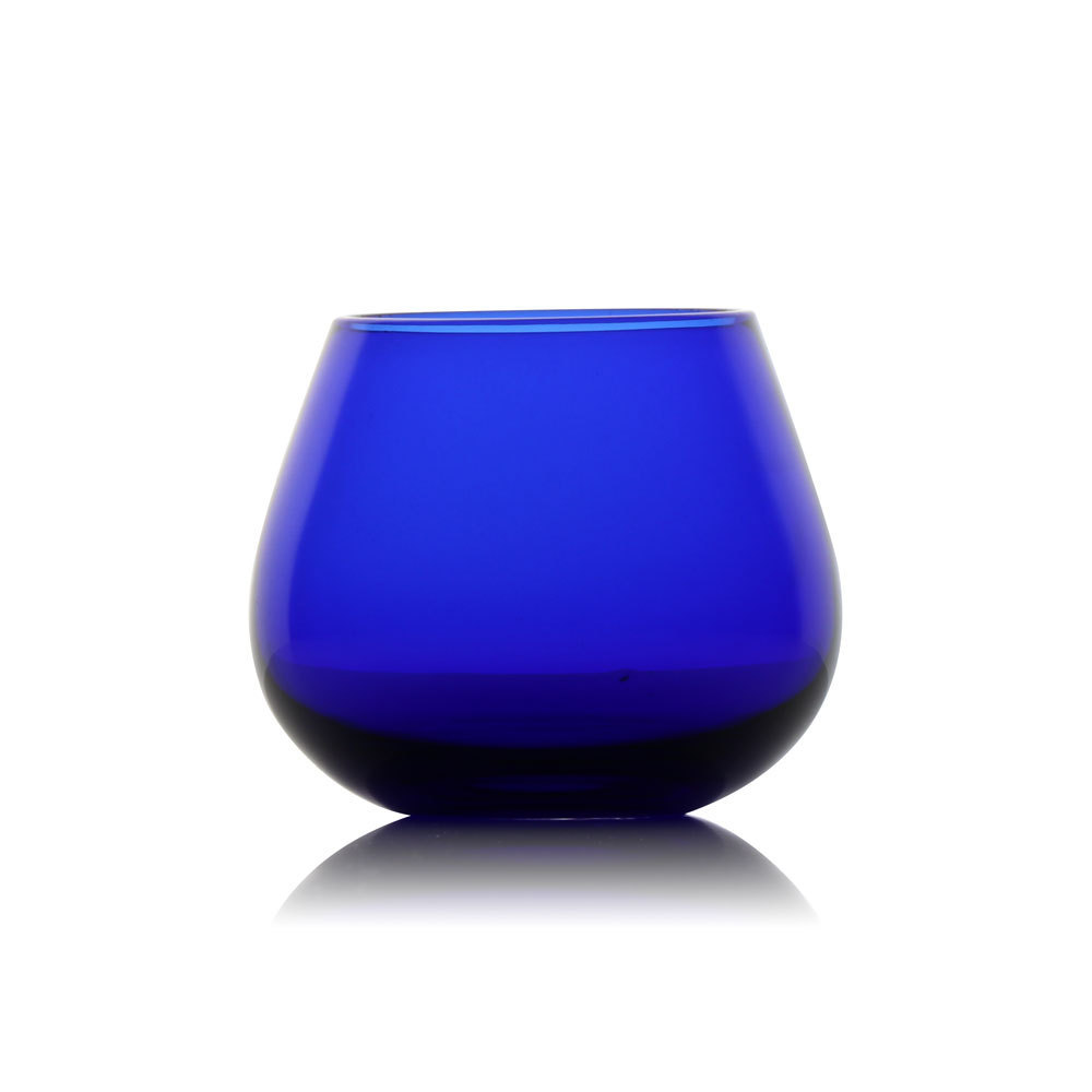 hand blown glass candle votive holders blue