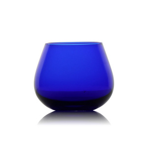 hand blown glass candle votive holders blue