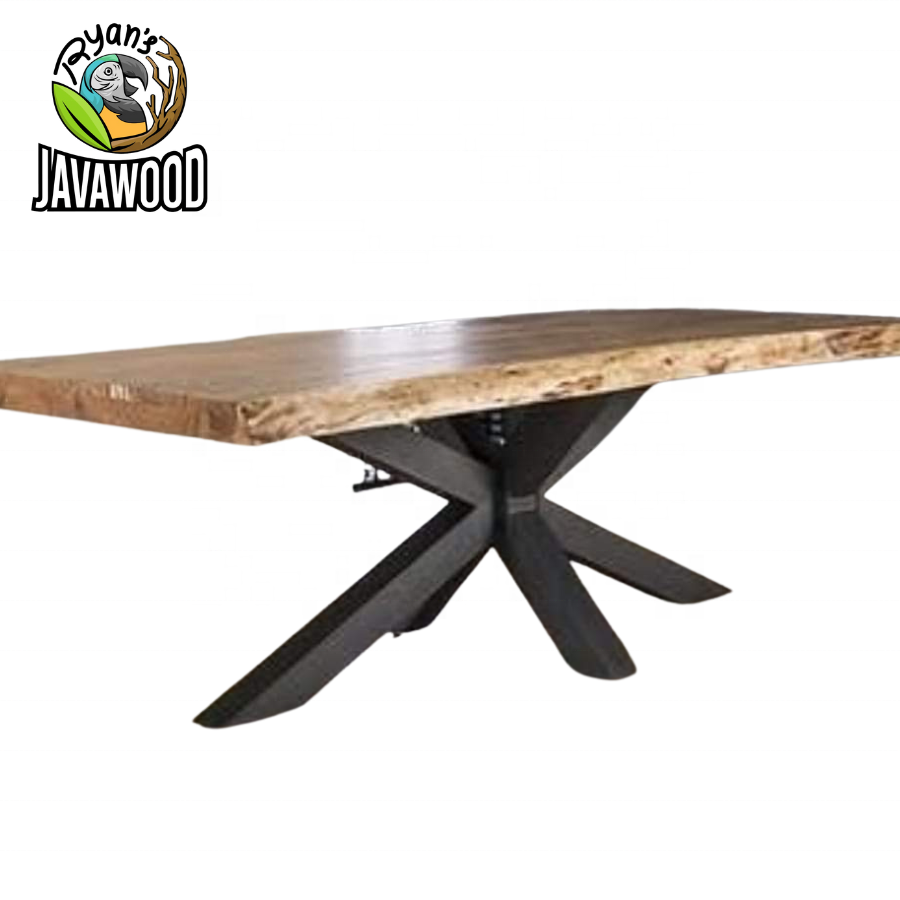 Indonesian High Quality Solid Wood Slab Dining Table Modern Style Square Shape for Art Deco Living Furniture