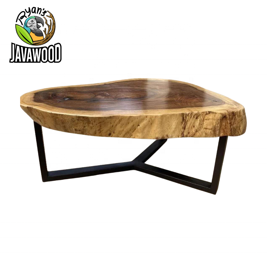 Indonesian High Quality Solid Wood Slab Dining Table Modern Style Square Shape for Art Deco Living Furniture