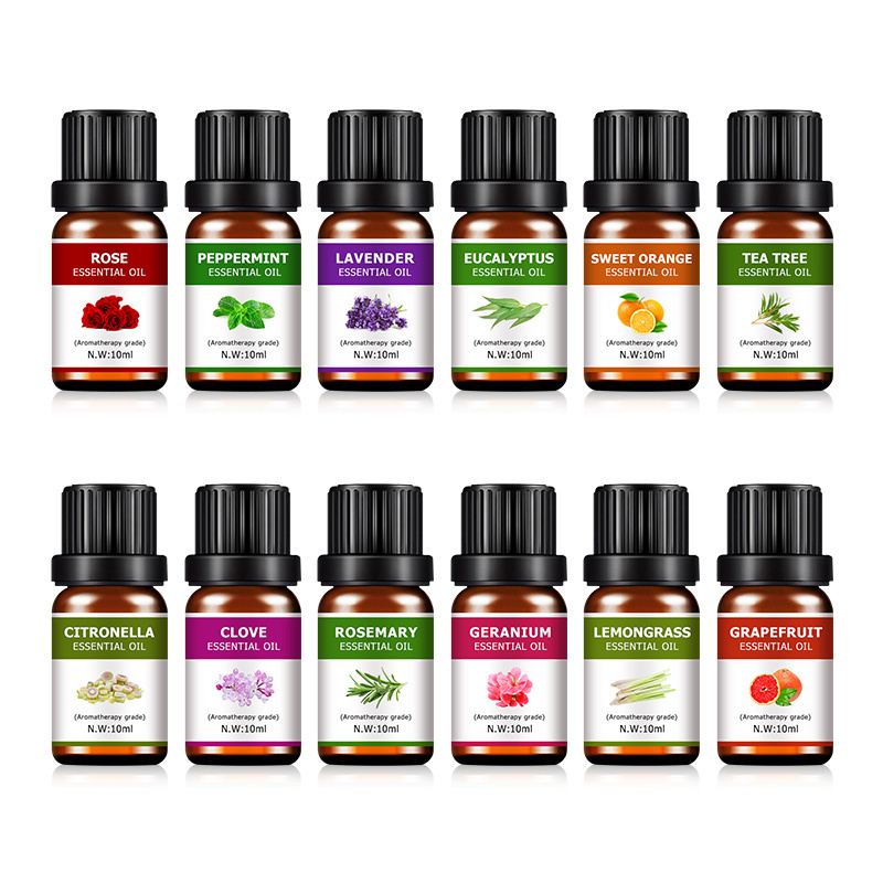 Aromatherapy Top Grade diffuser essential oil Set 3/6 pack 10ml Bottles Lavender Peppermint Eucalyptus Clove Cedar Orange Oil