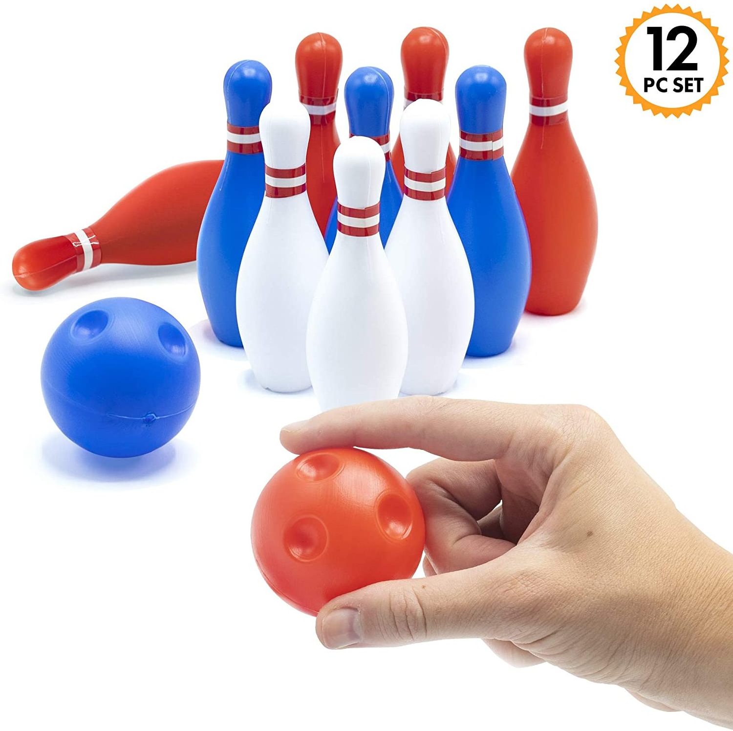 Kids Bowling Set Includes 10 Classical White Pins and 2 Balls, Suitable as Toy Gifts, Early Education, Indoor & Outdoor Games