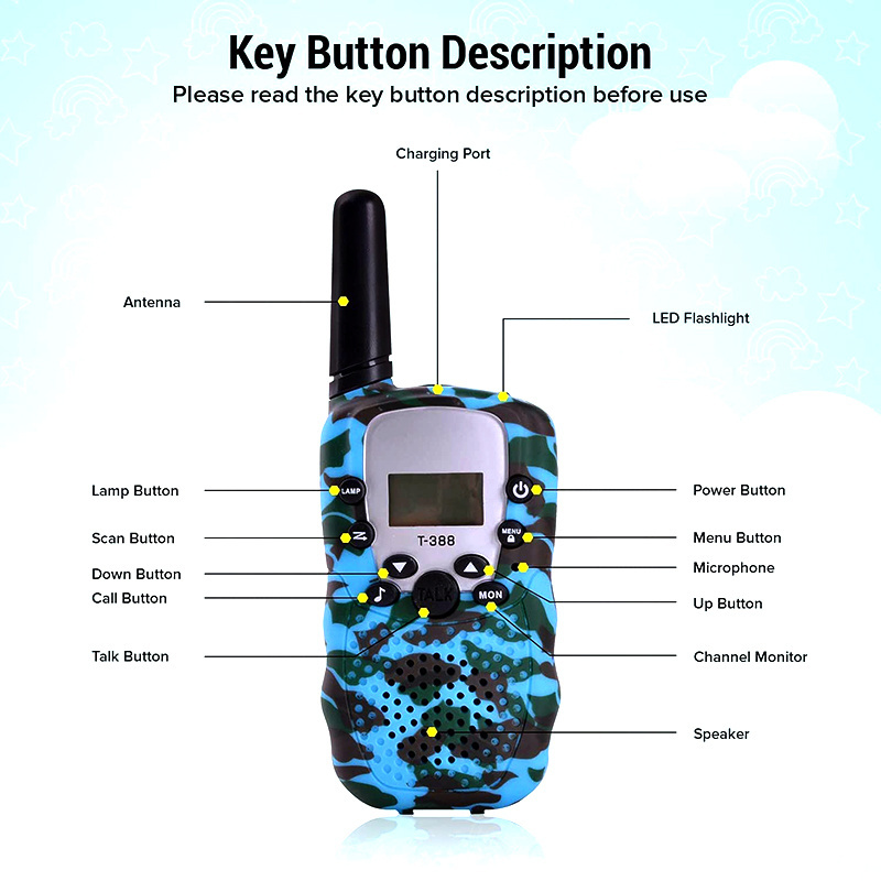 Present 3-12 Years Old Boys Girls Adventure Toys Camo Walkie Talkies with LED Flashlight