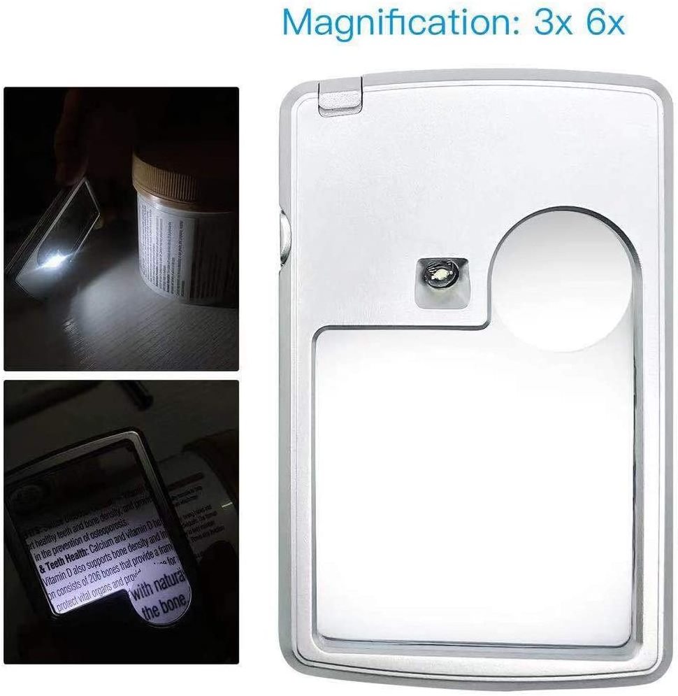 3x 6x Premium Card Type Magnifying Glasses LED Magnifying Glass with Light