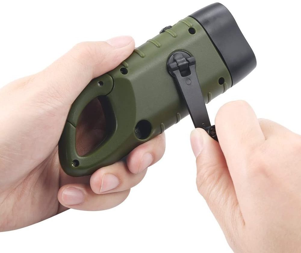 Hand Crank Solar Powered Flashlight, Emergency Rechargeable LED Flashlight Torch for Outdoor Sports