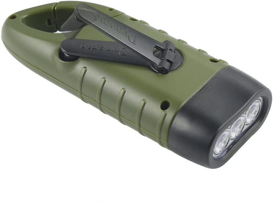 Hand Crank Solar Powered Flashlight, Emergency Rechargeable LED Flashlight Torch for Outdoor Sports