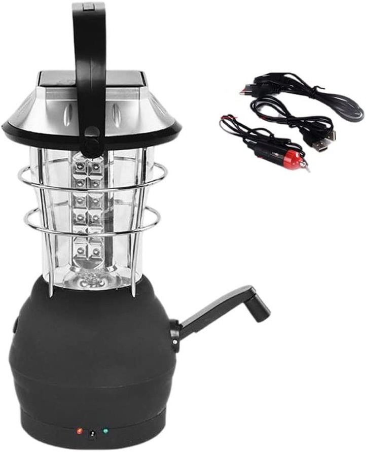 LED Solar Camping Lantern Rechargeable, Hand Crank Lantern with 3 Powered Ways & USB Cable