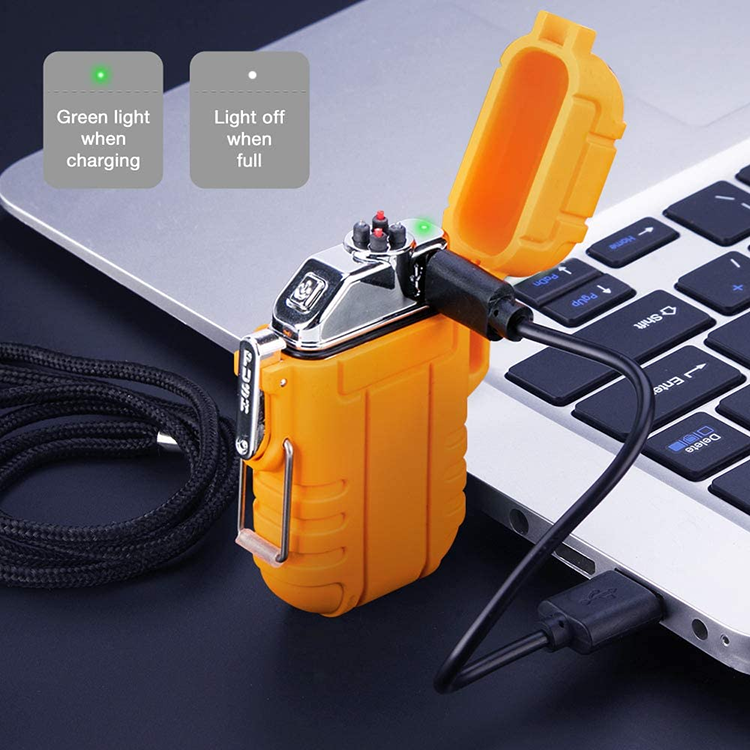 Outdoor Windproof Lighter Flameless USB Chargeable Dual Arc Lighter Electric Waterproof Lighters