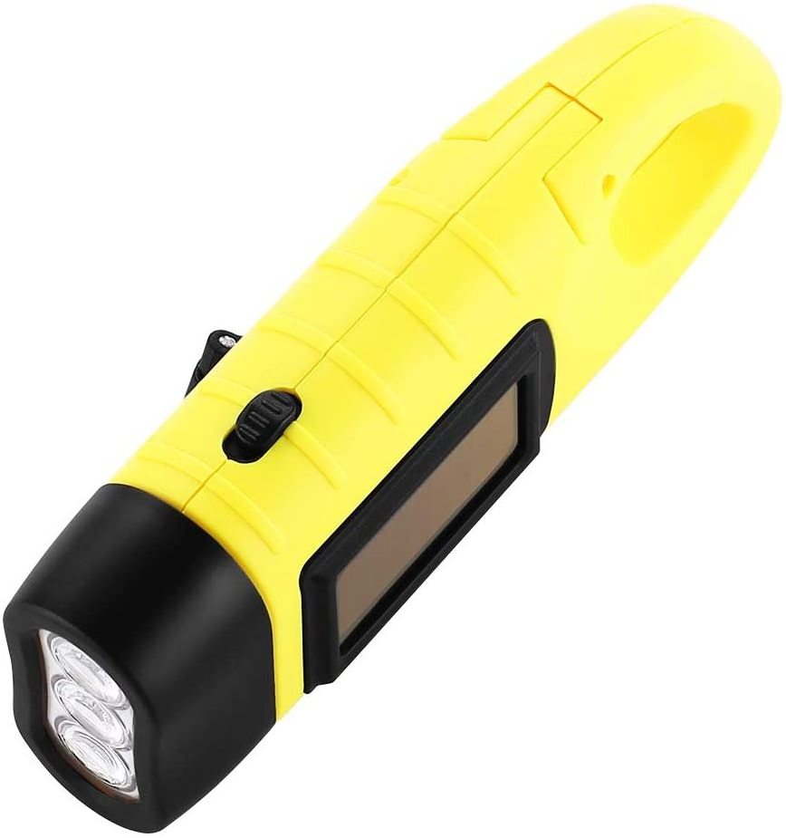 Hand Crank Solar Powered Flashlight Emergency Rechargeable Led Flashlight Survival Torch for Hiking Backpack Camping