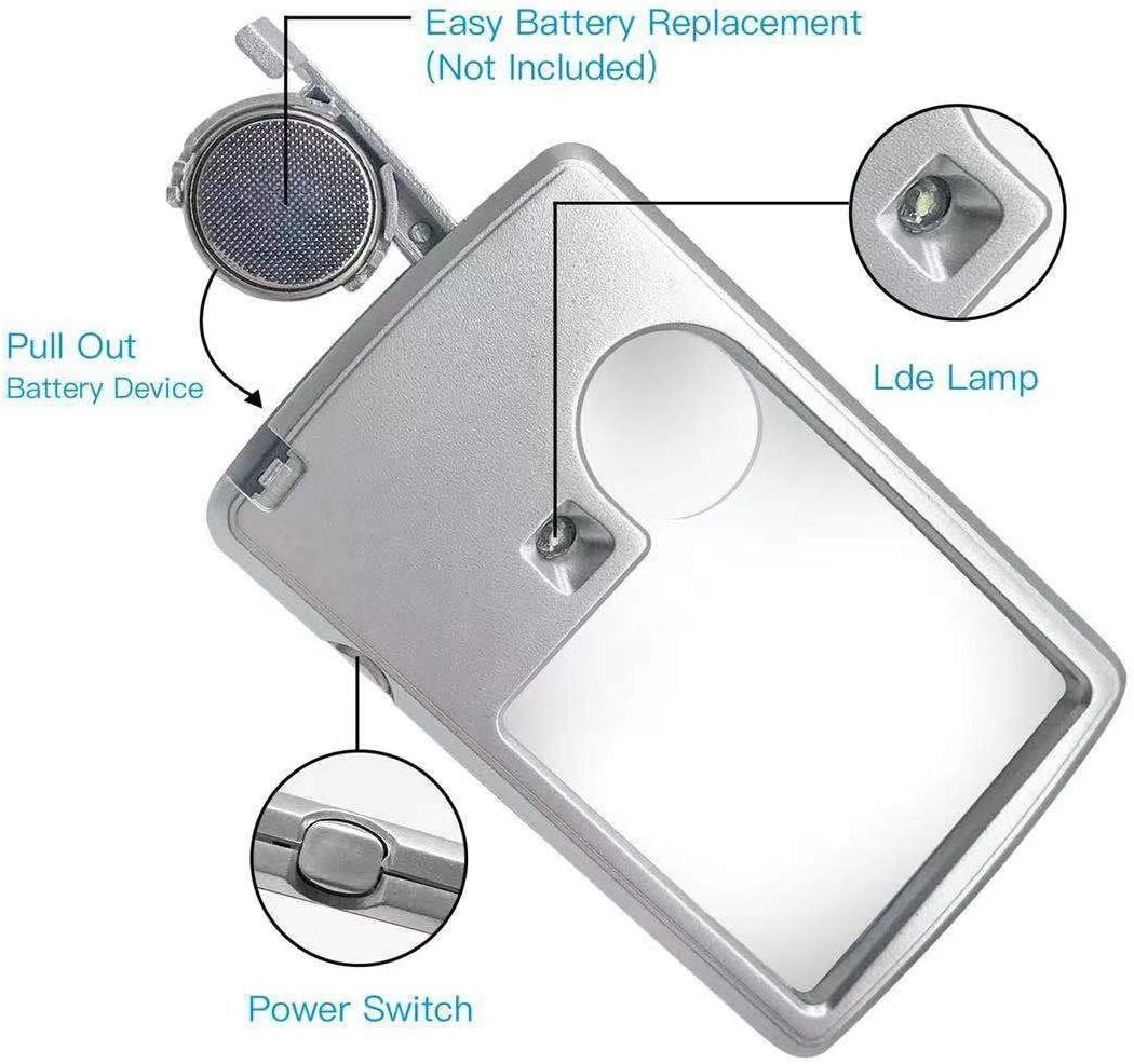 3x 6x Premium Card Type Magnifying Glasses LED Magnifying Glass with Light