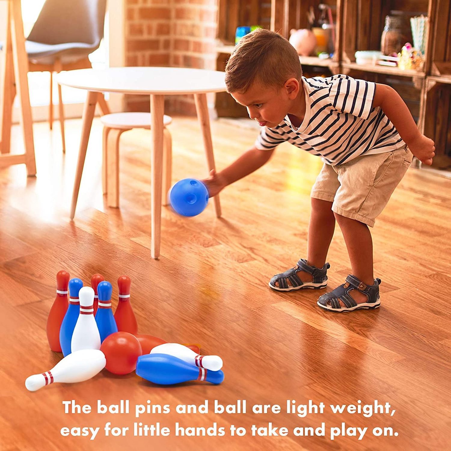 Kids Bowling Set Includes 10 Classical White Pins and 2 Balls, Suitable as Toy Gifts, Early Education, Indoor & Outdoor Games