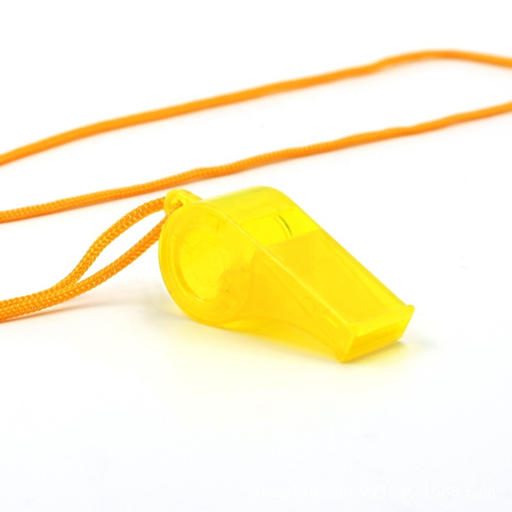 cheap promotion mini plastic soccer referee whistles with lanyard