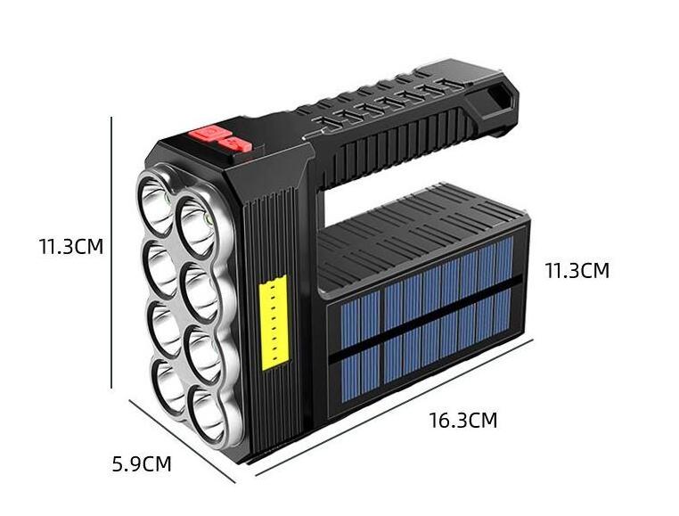 LED Rechargeable Flashlight Solar Handheld spotlight COB long-range Flashlight Searchlight