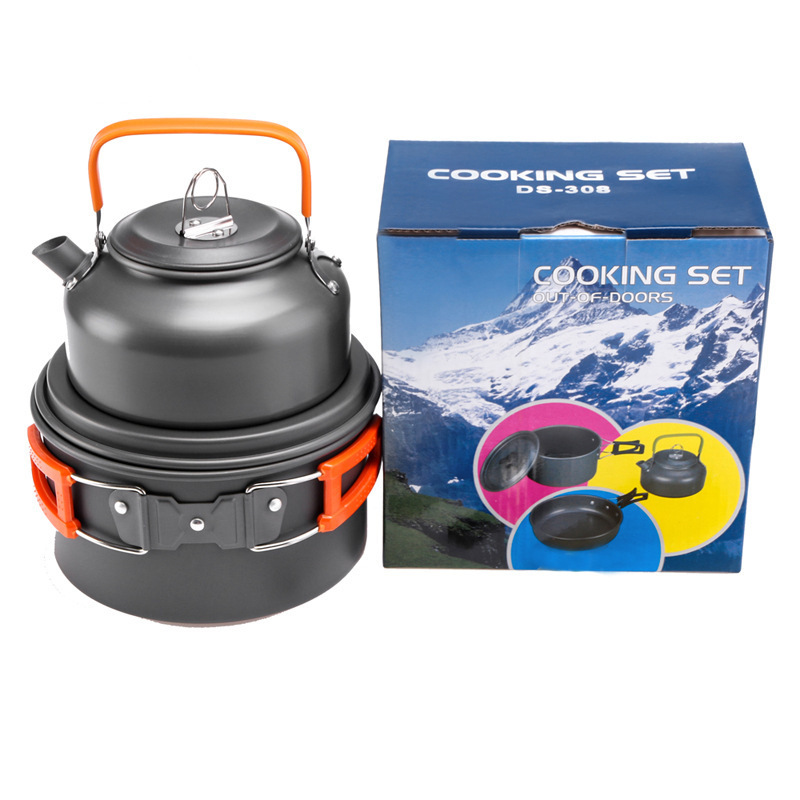 Wholesale Aluminum Oxide Outdoor Camping Cookware Pot Pen Kettles 12 in 1 Cooking Kit for Camping Traveling