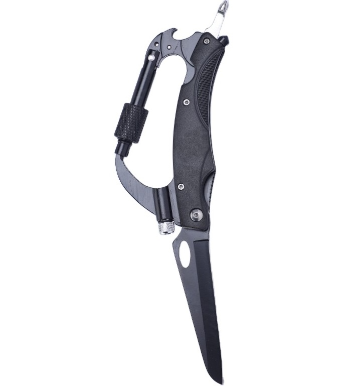 Tactical Knives Survival Gear Multitool Carabiner with Folding Pocket Knife with LED Flashlight