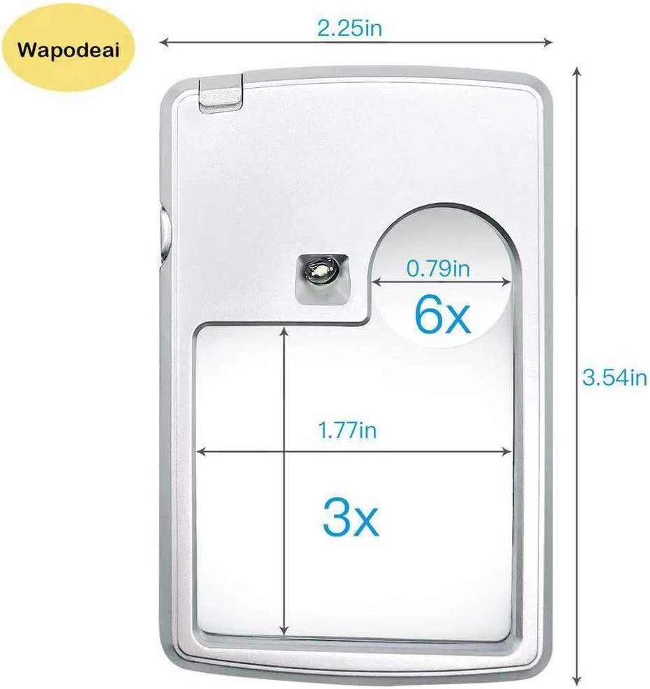 3x 6x Premium Card Type Magnifying Glasses LED Magnifying Glass with Light