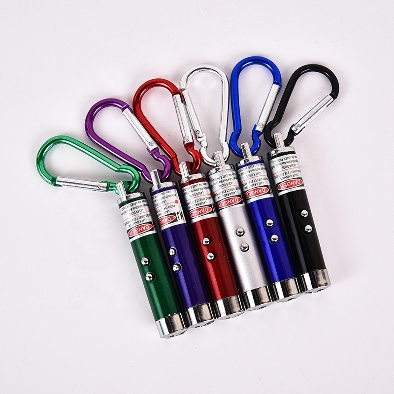 Mini 3 In 1 Multifunction Laser Light Pointer UV Led Torch Flashlight Keychain Carabiner For Promotion