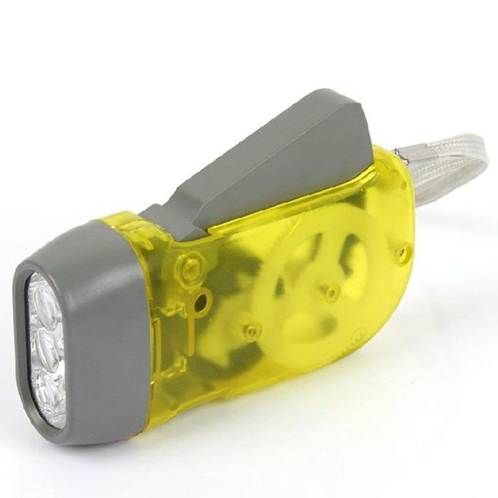 3 LED Hand Press No Battery Wind up Crank Camping Outdoor Flashlight Light Torch