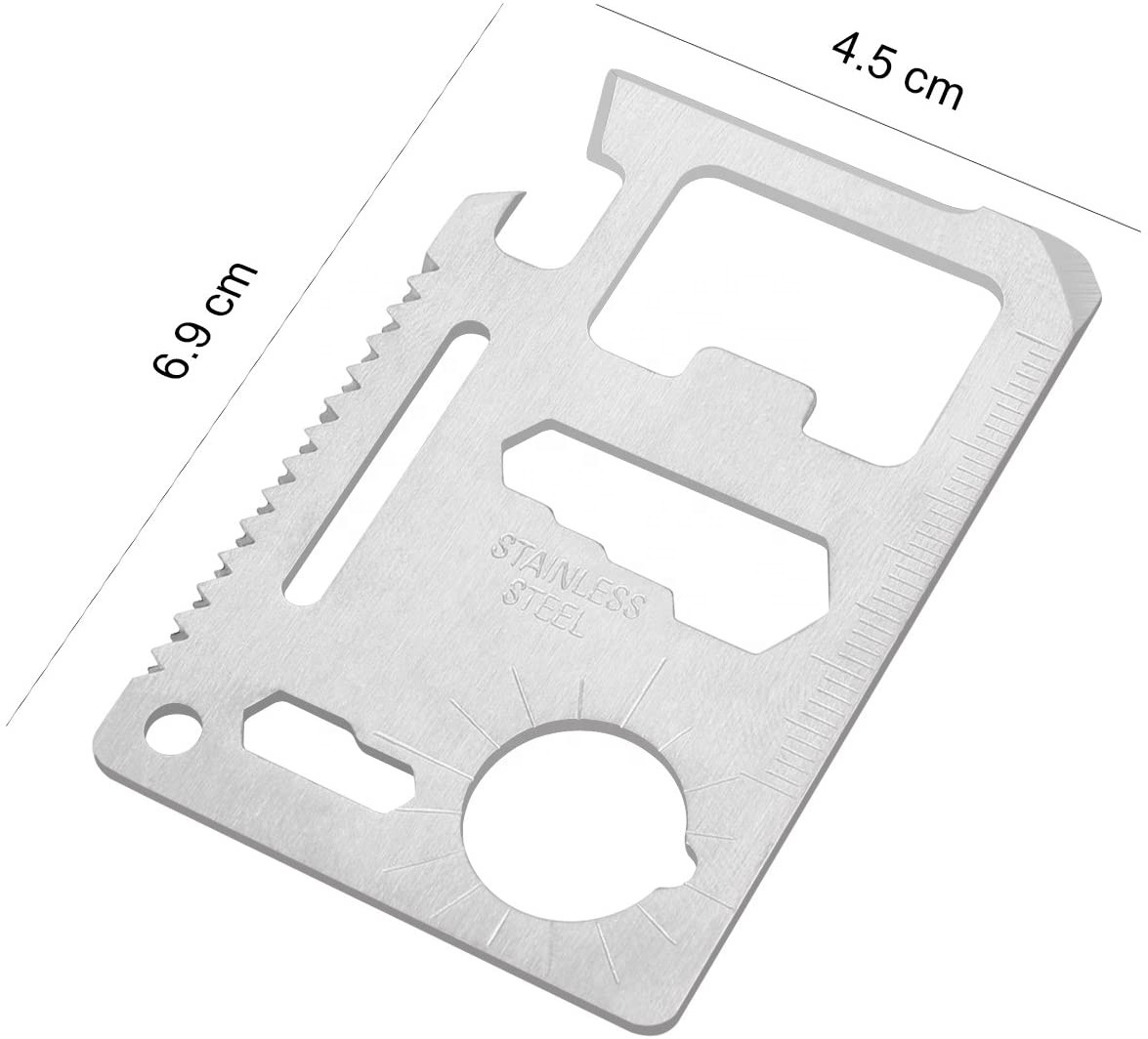 Stainless Steel 11 in 1 Beer Opener Survival Card Tool Fits Perfect in Your Wallet