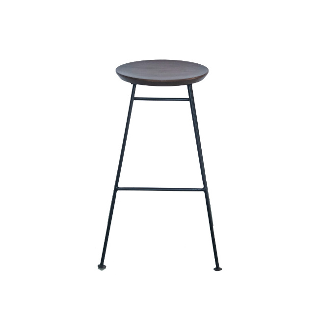 Vintage Kitchen Metal Bar Stool Mango Timber Seat With Iron Black Metal Leg Modern Wood Top Bar Stool