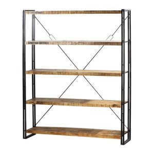 Home Office Industrial Bookcase No Assembly Storage Shelves Vintage 4 Tiers Flower Stand Rustic Metal Bookshelf