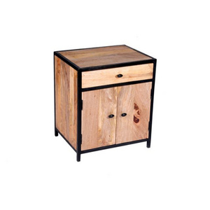 Custom Wood Stable Sturdy Narrow End Bed Side Table for Small Spaces with Drawer